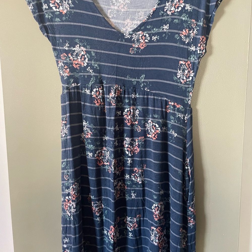 Maurices Blue Floral Striped Dress